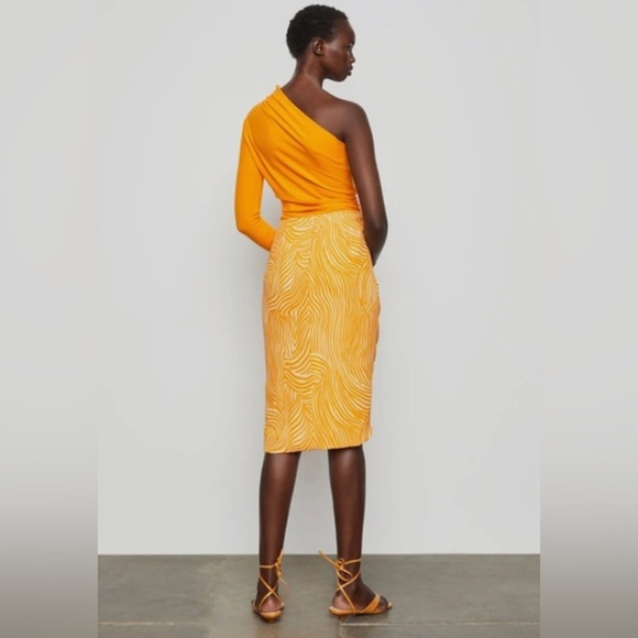 NWT Bailey 44 ruched orange zebra midi skirt - Picture 4 of 10